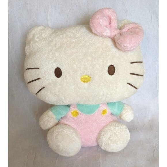 Ty Pluffies Hello Kitty Plush Pastel Sanrio Stuffed Animal Pink Overalls 2011 8" - Picture 12 of 12